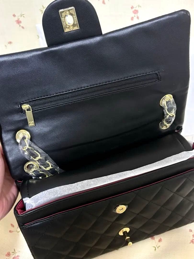 CHANEL ブラック デカマトラッセダブルフラップ ショルダーバッグ　2way