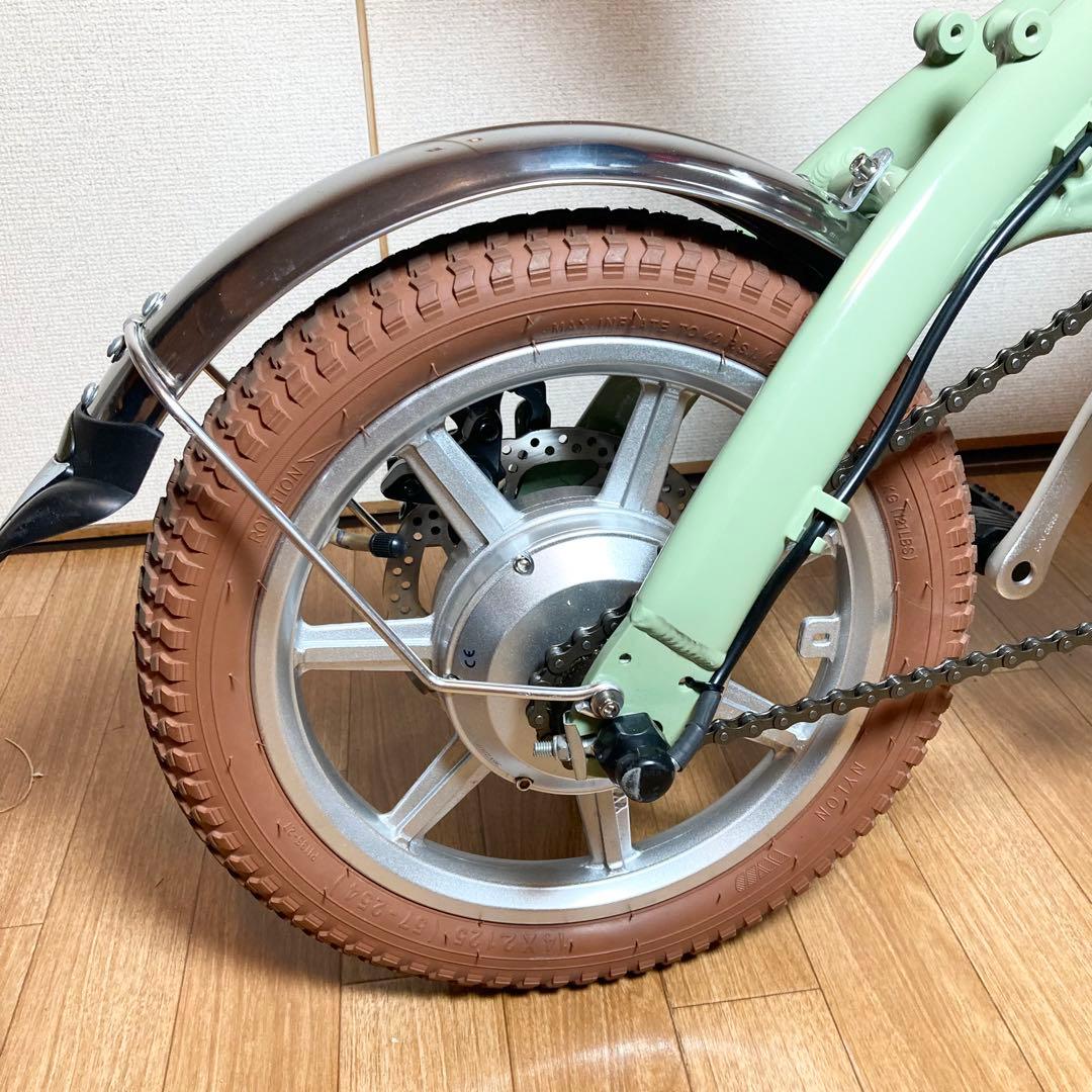 美品 Hold on 折り畳み電動アシスト自転車 Q1J 抹茶グリーン