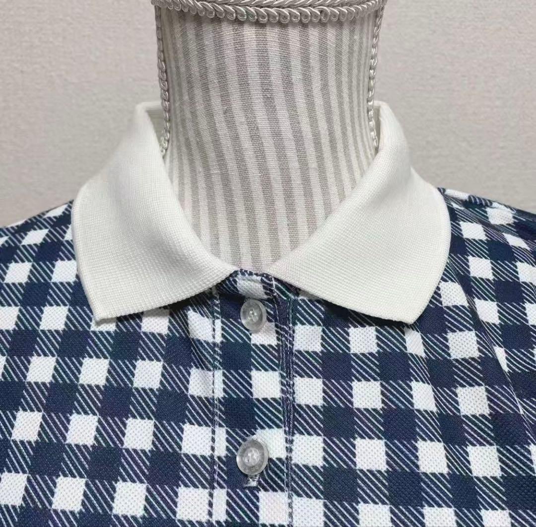 キスオンザグリーン　ゴルフウェア　半袖ワンピース　チェック　ロゴ刺繍　サイズ3