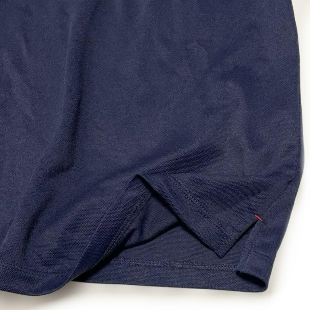 【LANVIN SPORT】長袖　ポロシャツ M 紺赤白　飾りボタン　ゴルフ