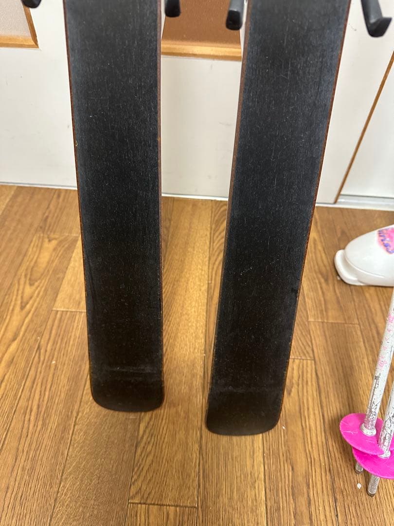 3セットKAZAMA スキー板126cm,ブーツ22.5,ストック100cm付