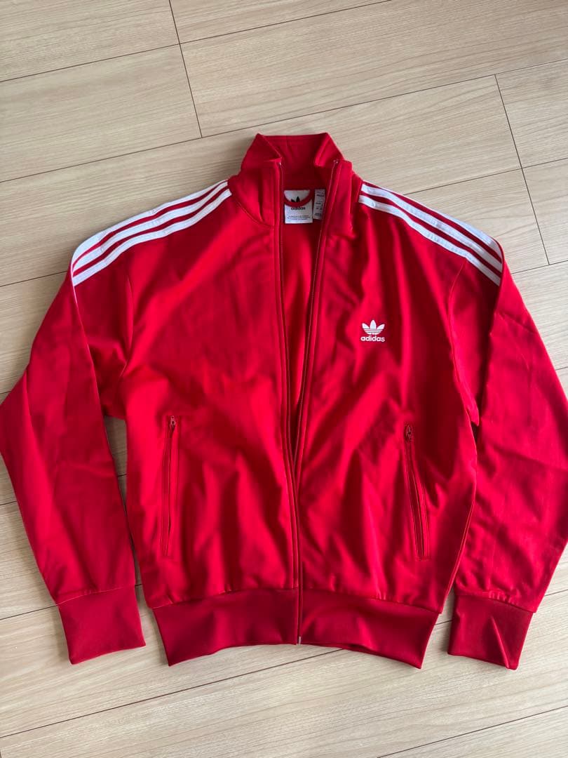 adidas レッド ジャージジャケット M