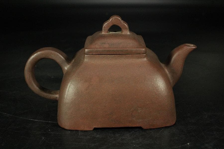中国美術 紫泥 四方 茶器 急須 在銘 煎茶(K-YC688)