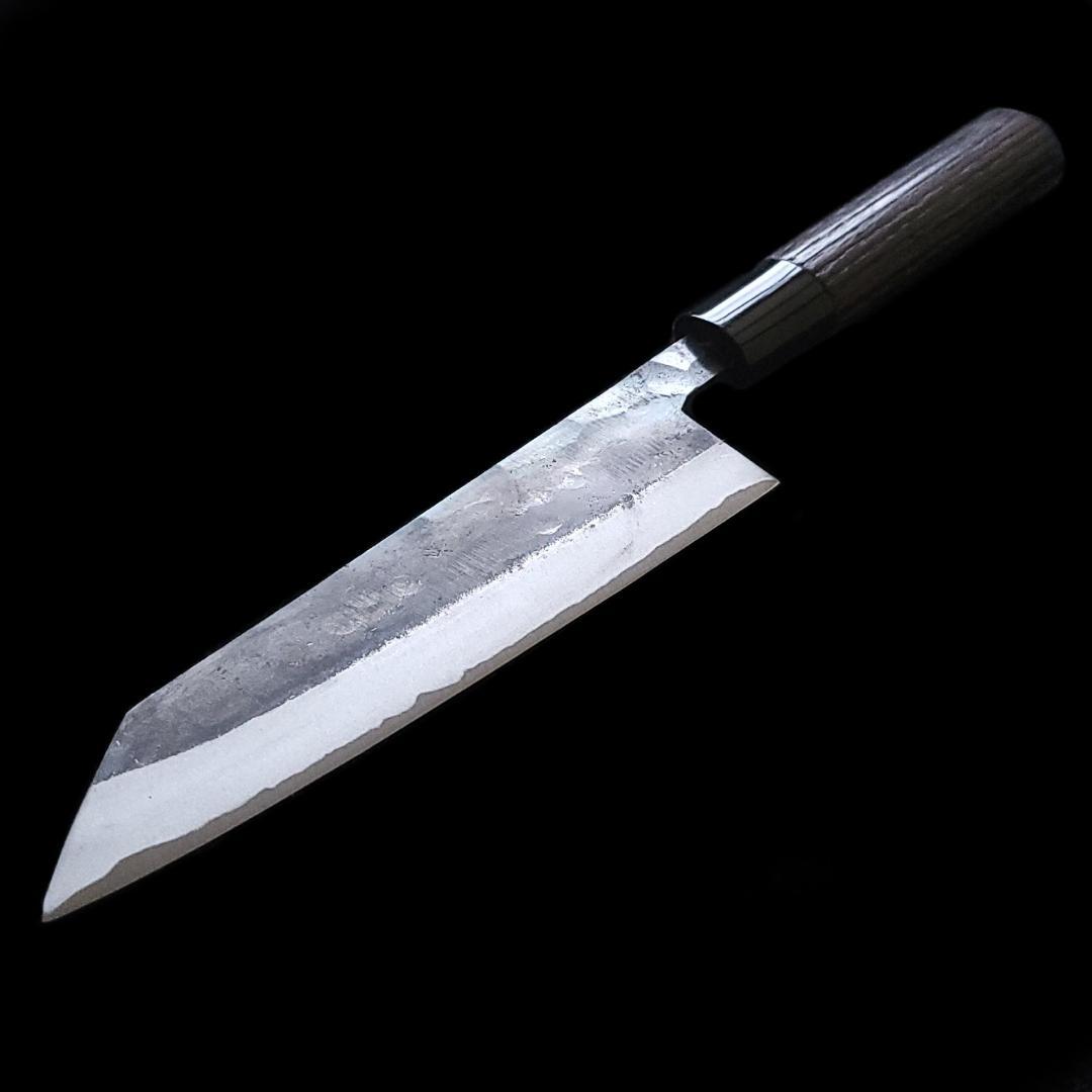 青紙２号 黒打 文化包丁 165㎜ G1401 焼栗柄 手作り 鍛造 月光作