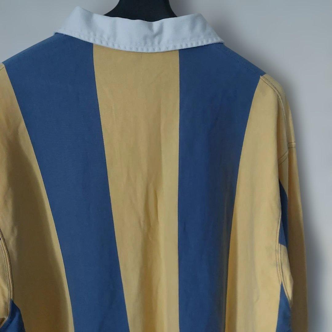 90s Polo by Ralph Lauren ストライプ ラガーシャツ 紺黄