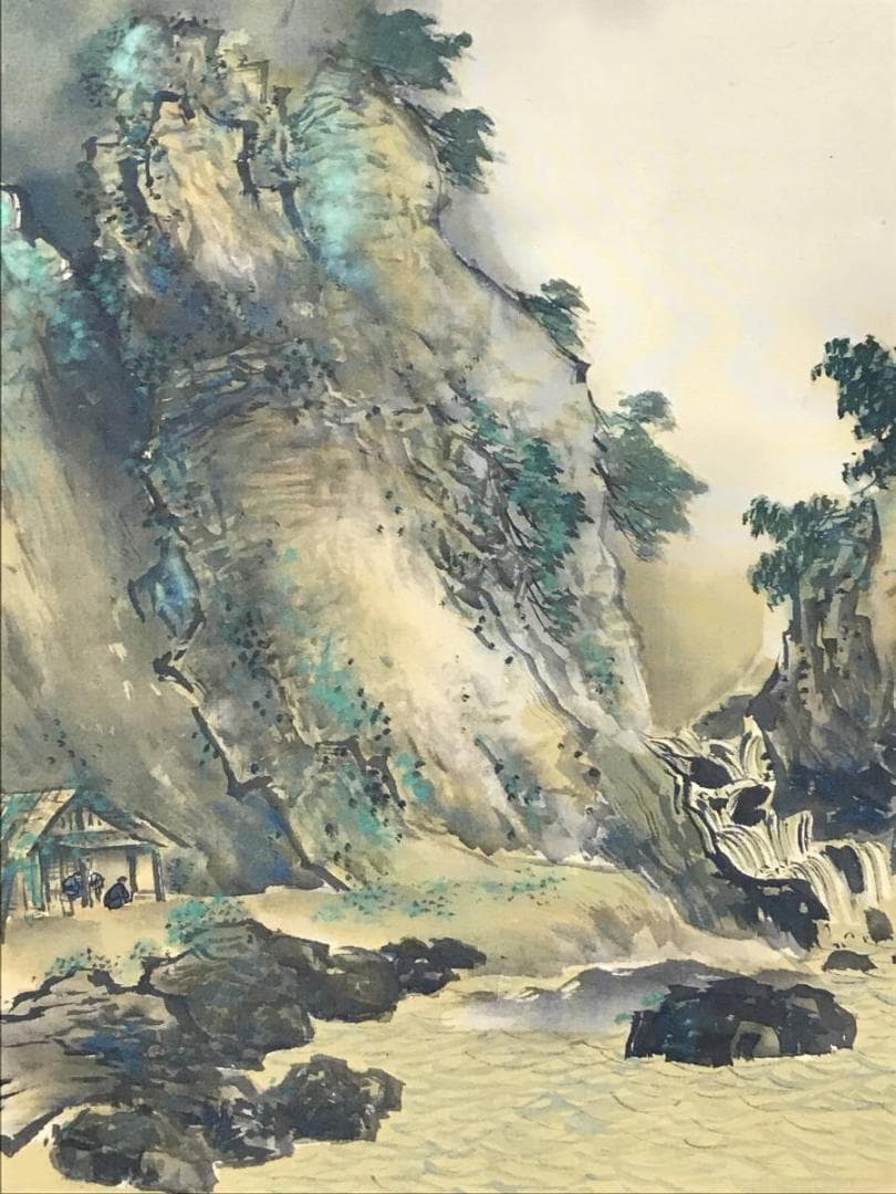 【真作】相川松瑞/夏景山水図/山水図/掛軸☆宝船☆AD-459