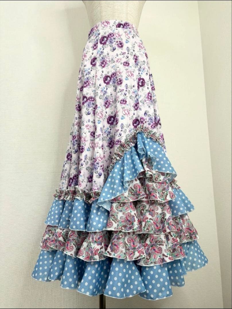 フラメンコ スカート 花柄 フリル付き