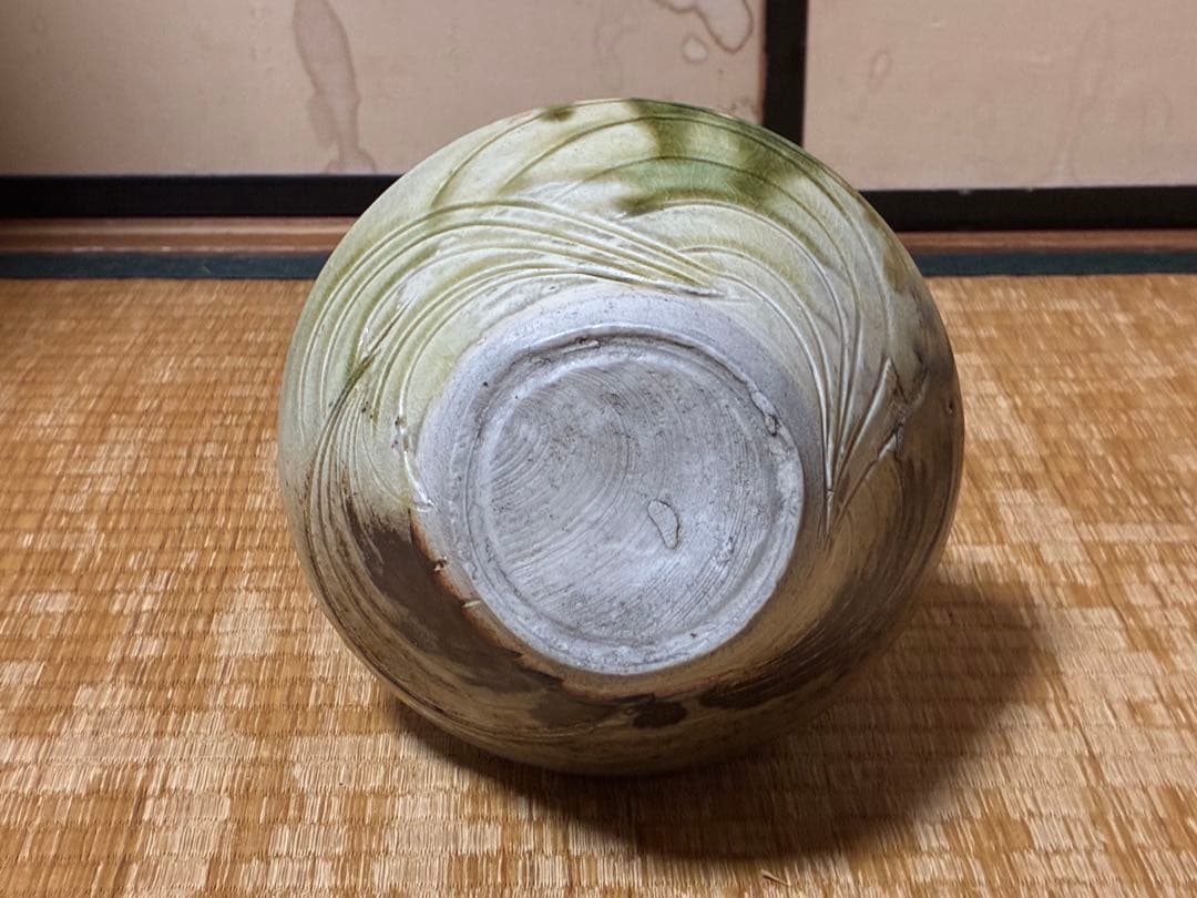 古陶器 魚紋 緑黄釉 陶器 水差し ピッチャー 水注