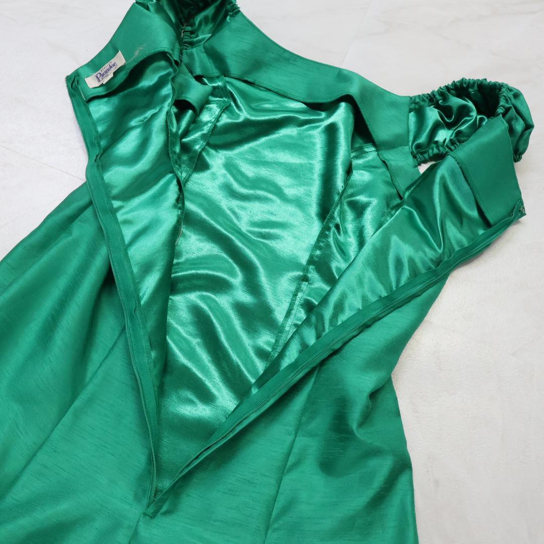 【美品 日本製 フラダンス衣装】グリーン Paondor ワンピース ドレス