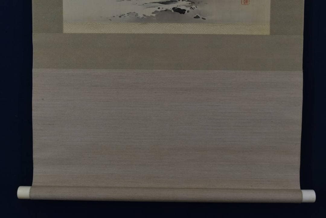半領/雪景山水図/雪中帆舟図/夫婦舟/横物/掛軸☆宝船☆Z-798
