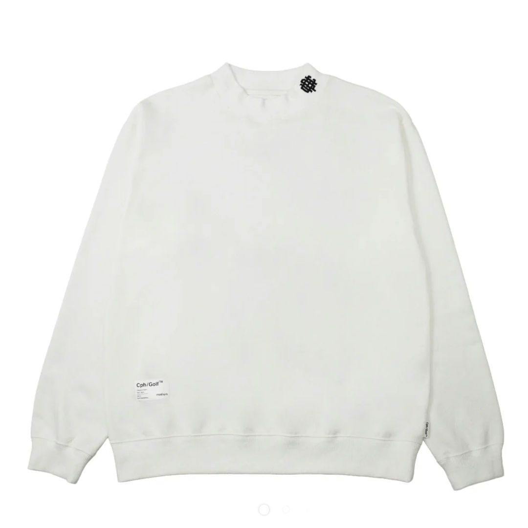 OVERLAP LOGO LS MOCK NECK TEE ホワイト