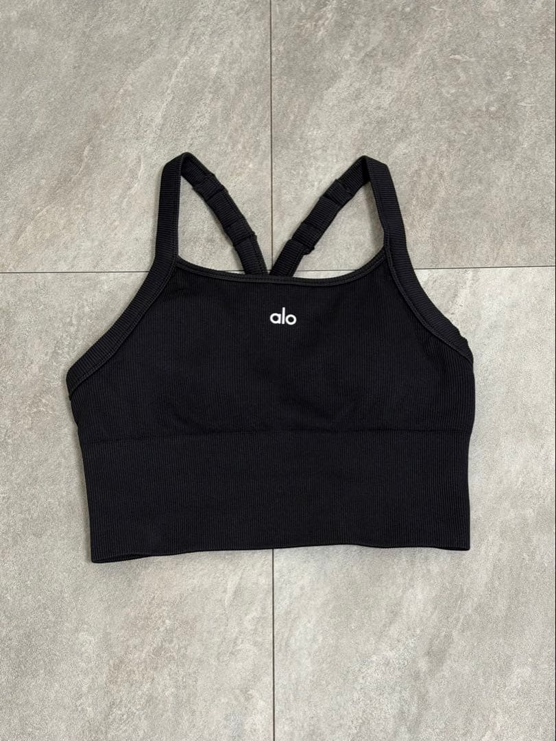 alo yoga Seamless リブ フェイバリット ブラタンク 黒