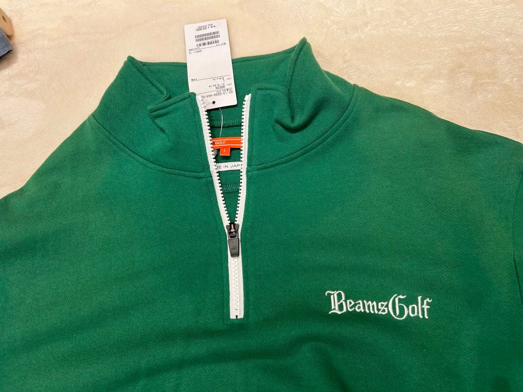 新品！BEAMSGOLFビームスゴルフ ハーフジップ トレーナー 緑 Lサイズ