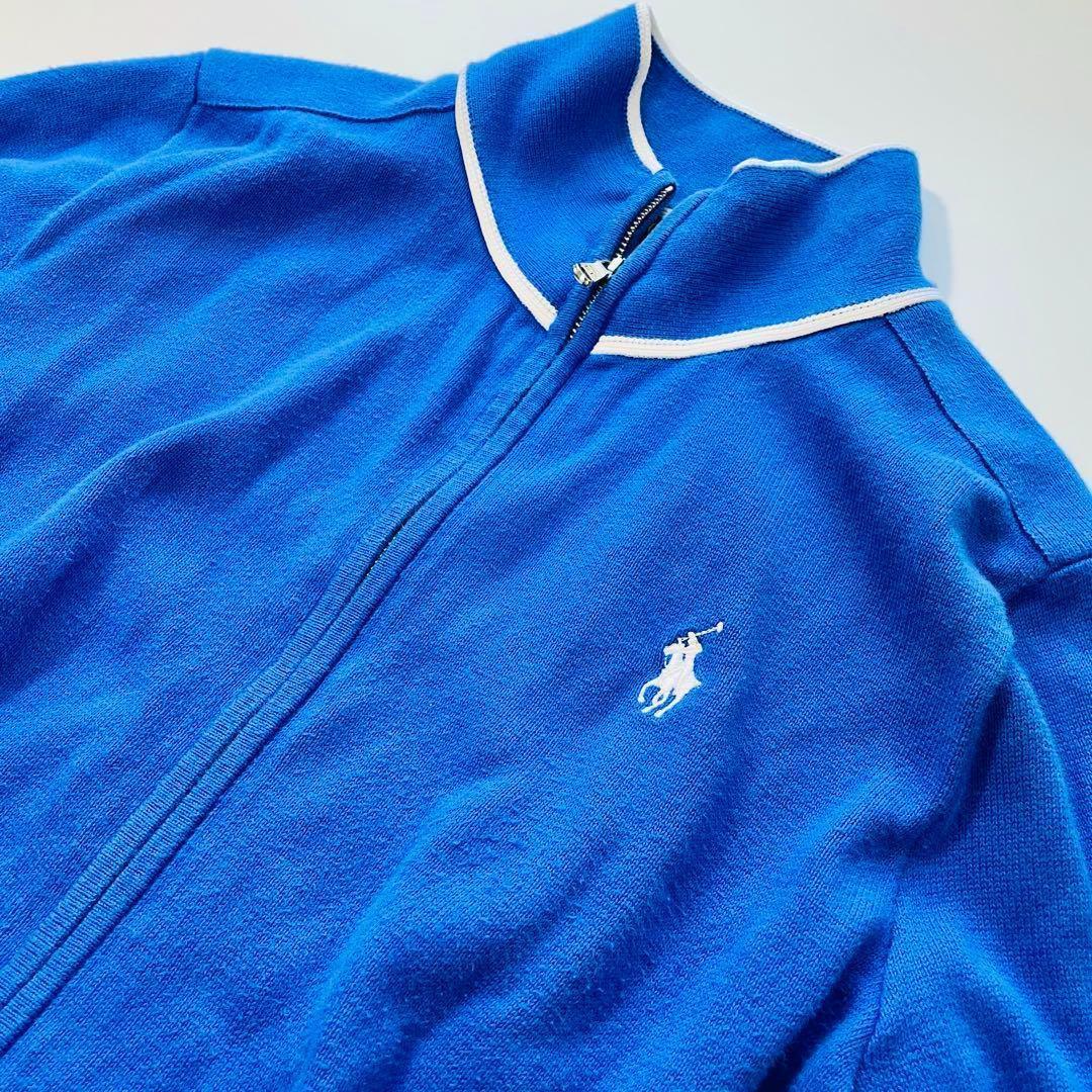 POLO GOLF ラルフローレン ジップジャケット青 刺繍ロゴ トラックトップ