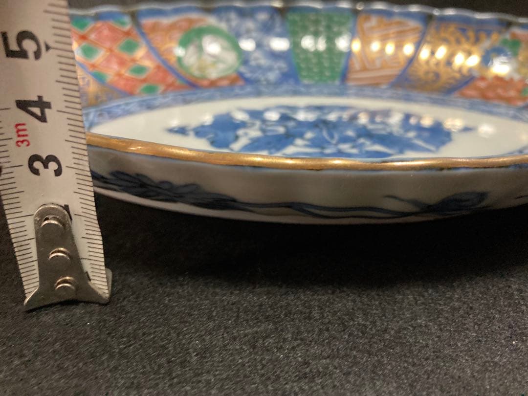 龍峰窯 祥瑞花丸紋 楕円皿