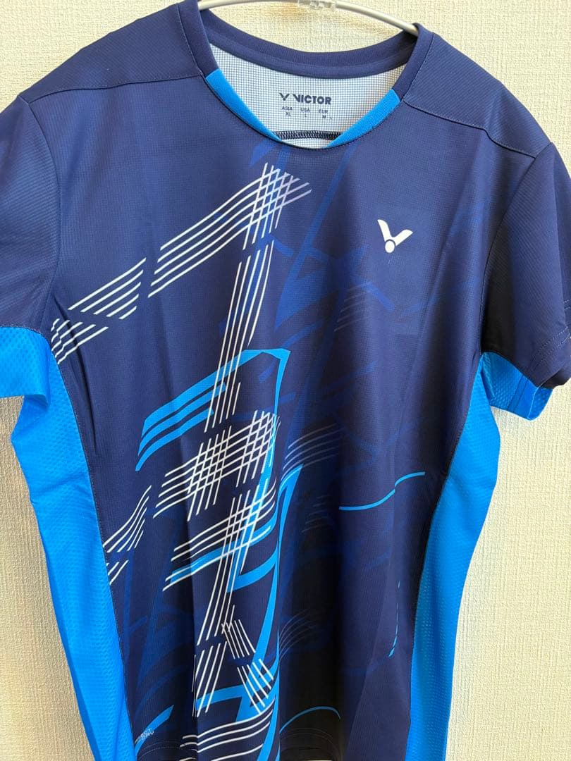 VICTOR ゲームシャツ　バドミントンシャツ Lサイズ ネイビー/ブルー　XL