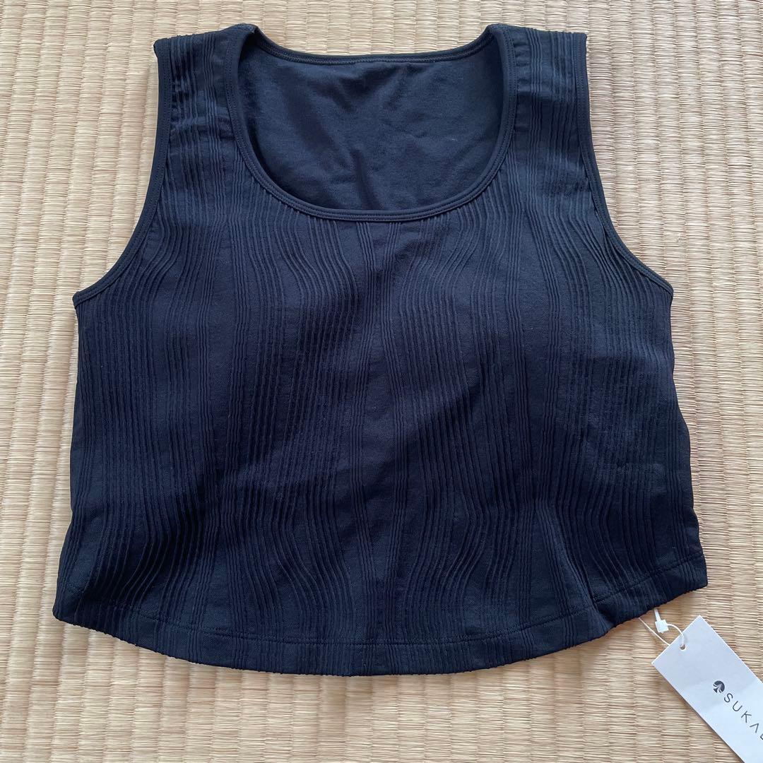 新品未使用ＳＵＫＡＬＡブラックリブ編みヨガウェア Mサイズ