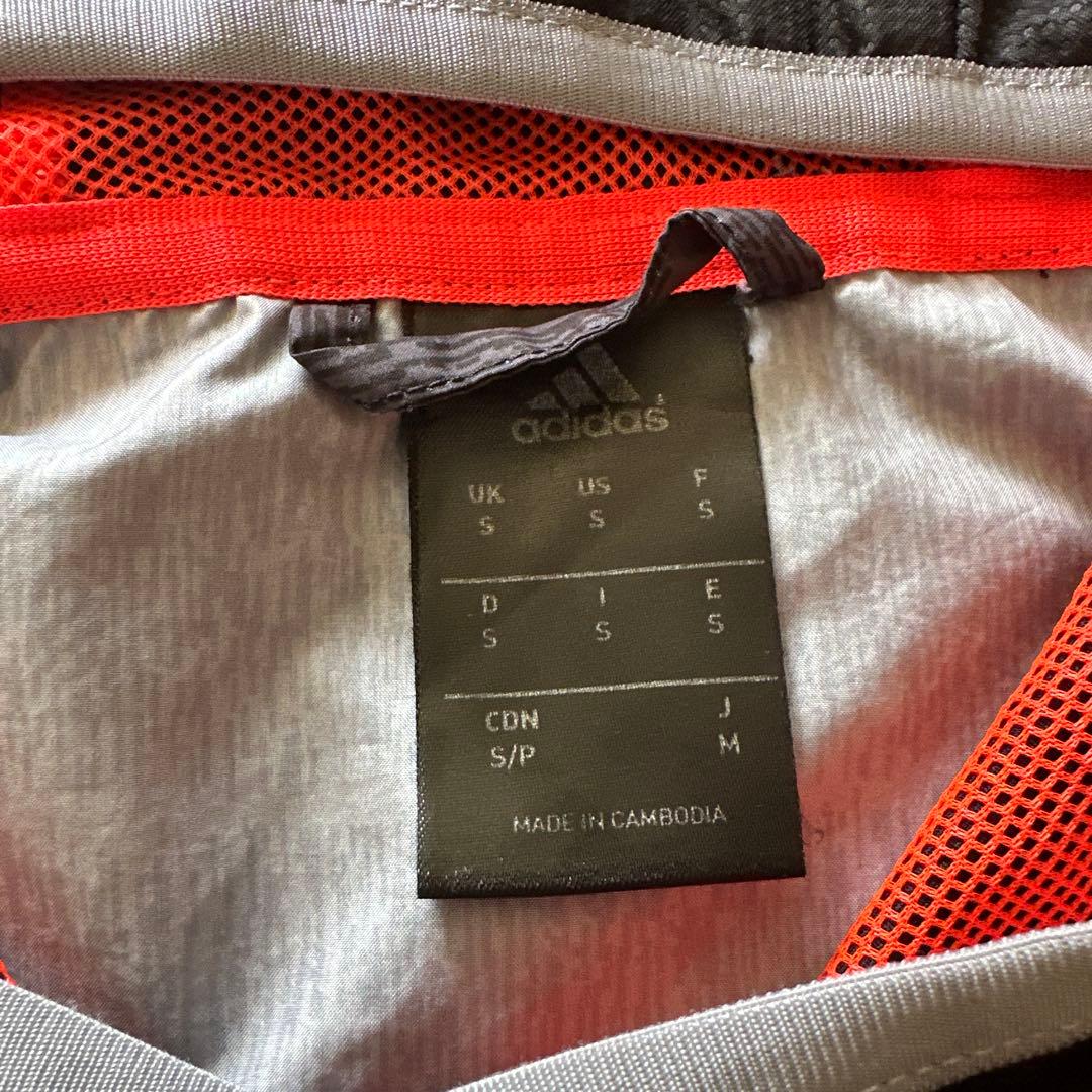 adidas ウィンドブレーカー S グレー/オレンジ　ピステ 上下 サッカー