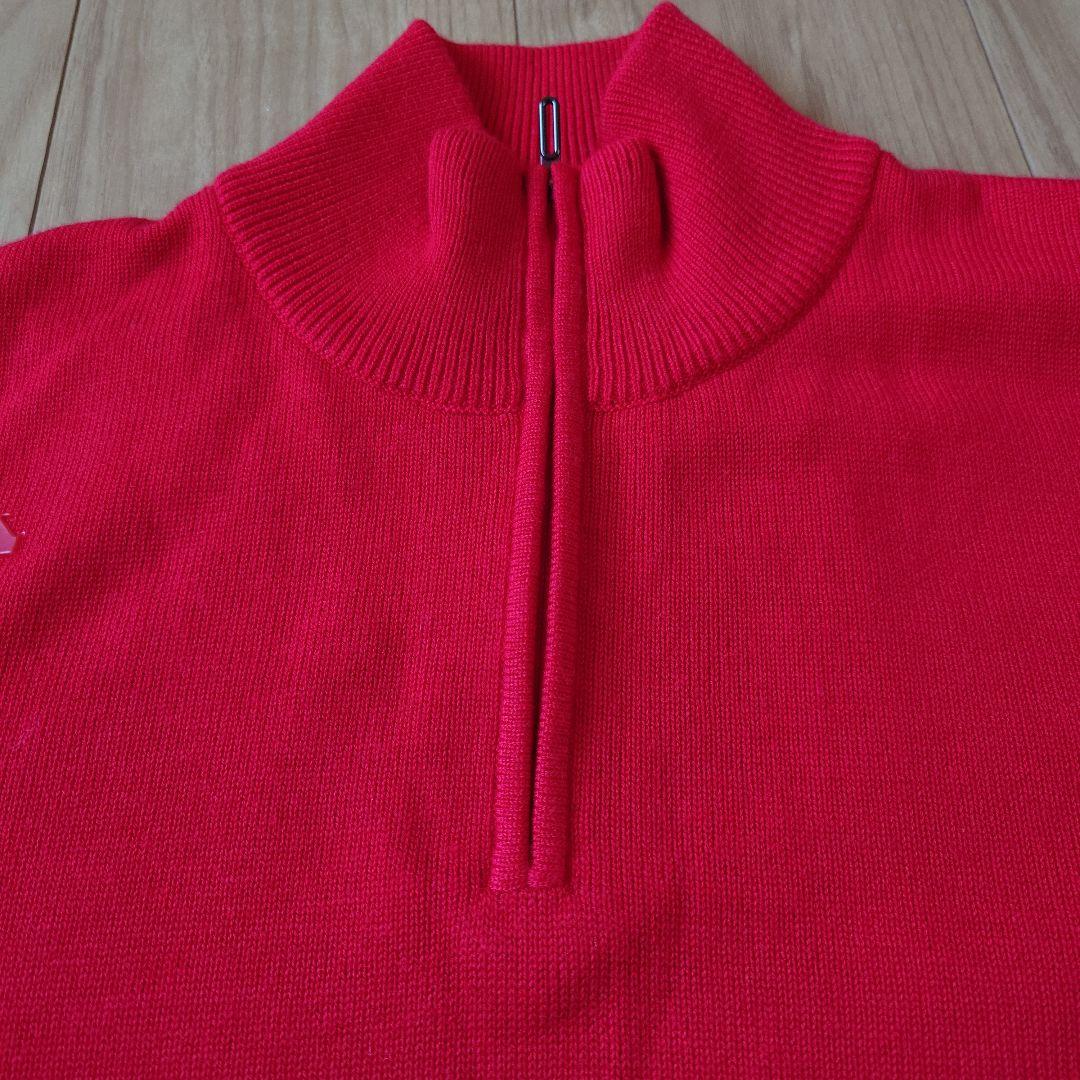 DESCENTE GOLF　赤いハーフジップ長袖セーター