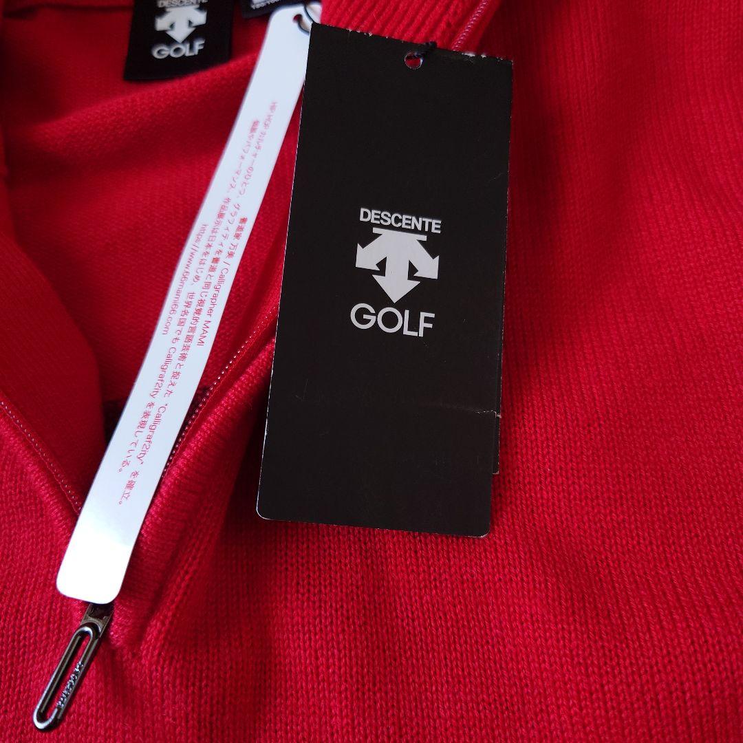 DESCENTE GOLF　赤いハーフジップ長袖セーター