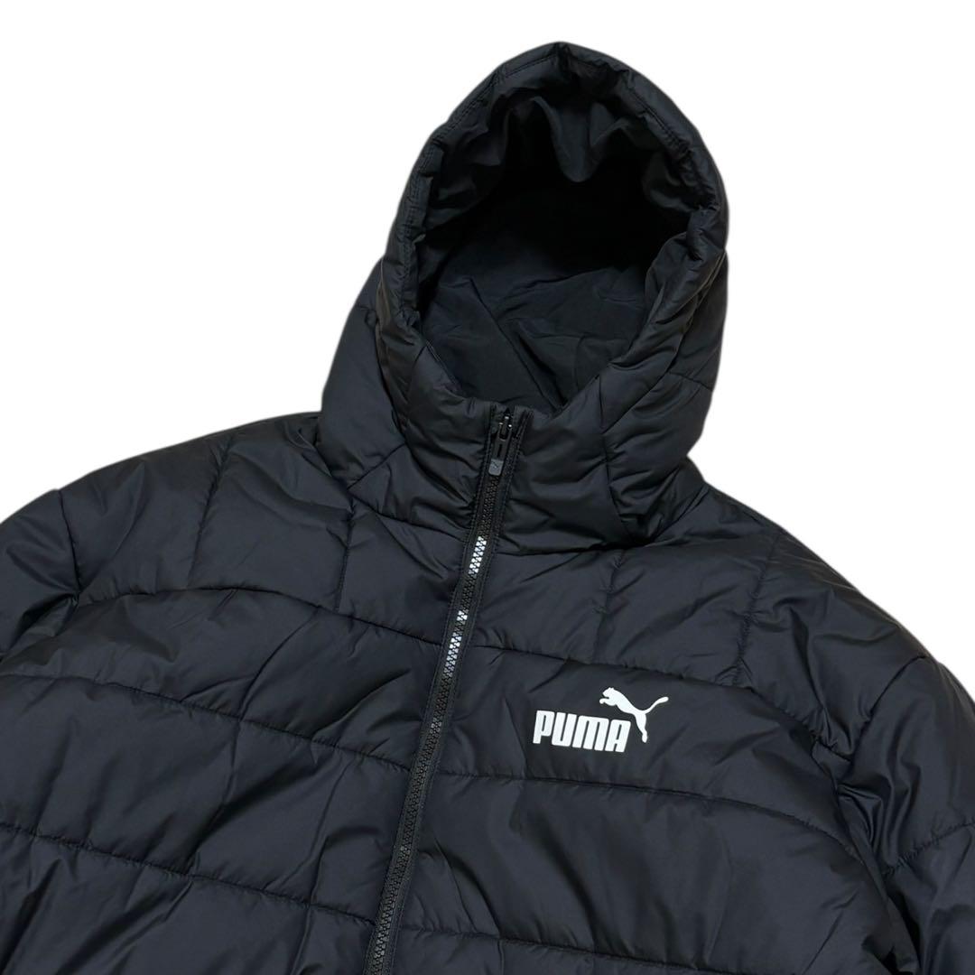 極美品 PUMA 撥水防寒 パデッドロングコート 黒 M 羽織 CELL ロゴ
