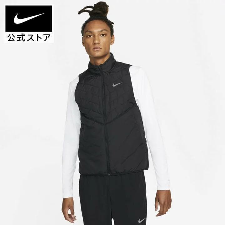 新品 ナイキ ランニング ベスト Msize 黒 メンズ 保温 撥水 ステッチ