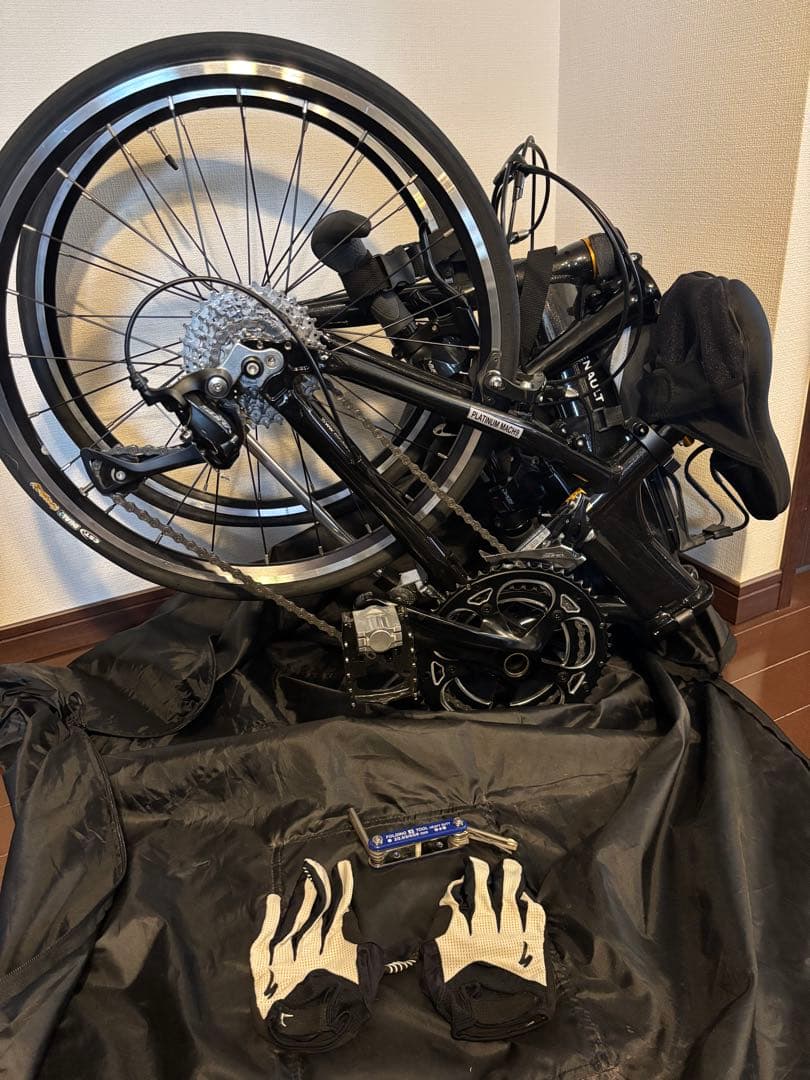美品【直接受渡希望】ルノープラチナマッハ9 9.4kg折畳18段　輪行バッグ付