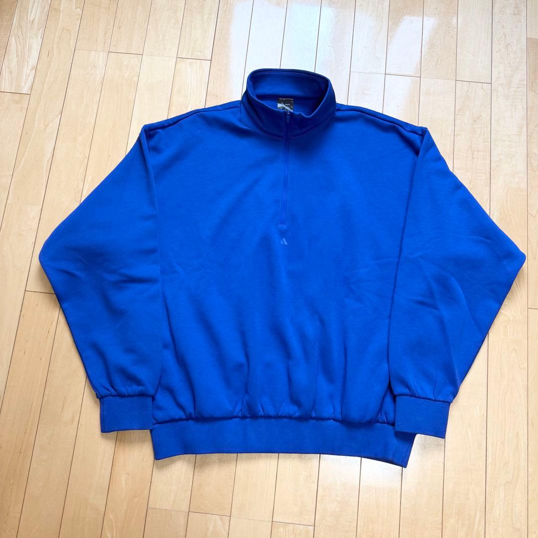 アディダス バスケットボール ハーフジップ スウェット トレーナー ブルー XL