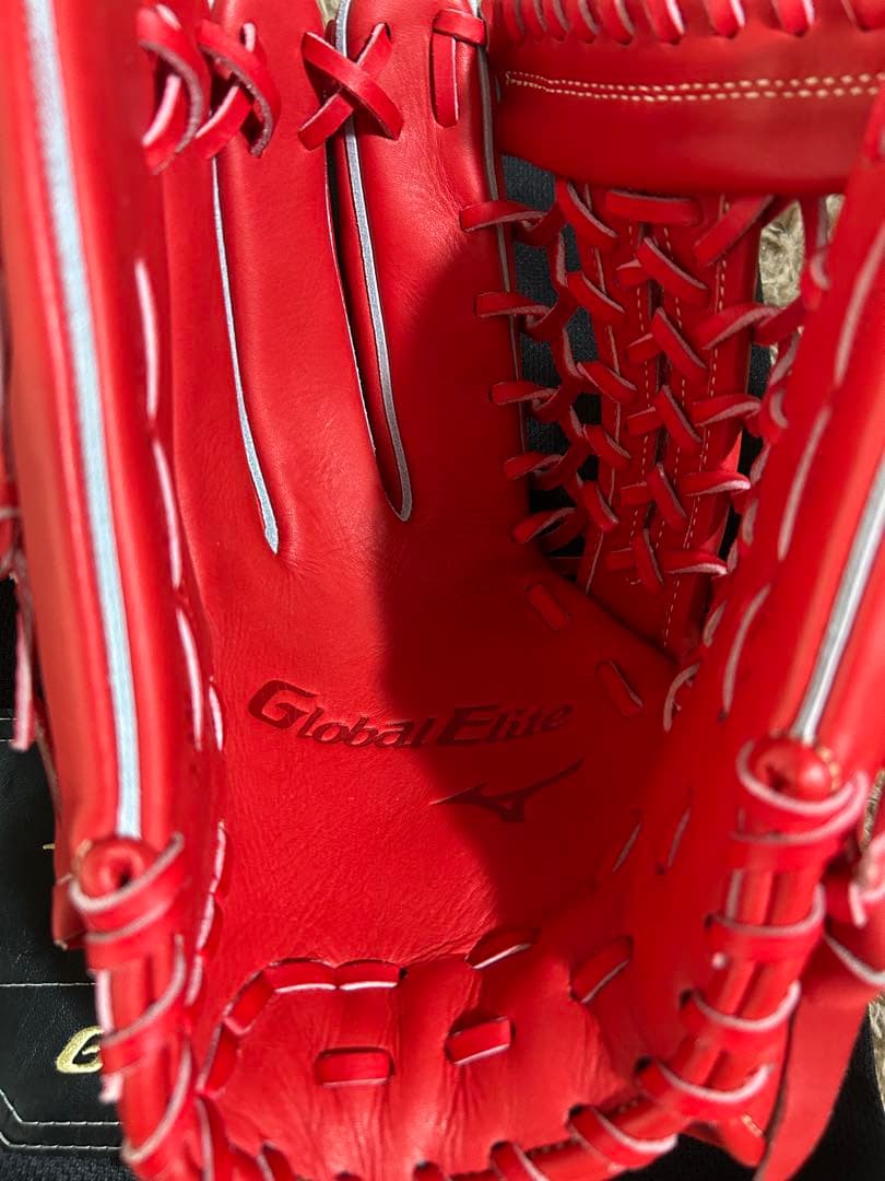カ*ズ様 Mizuno Global Elite 赤 グローブ 野球 軟式