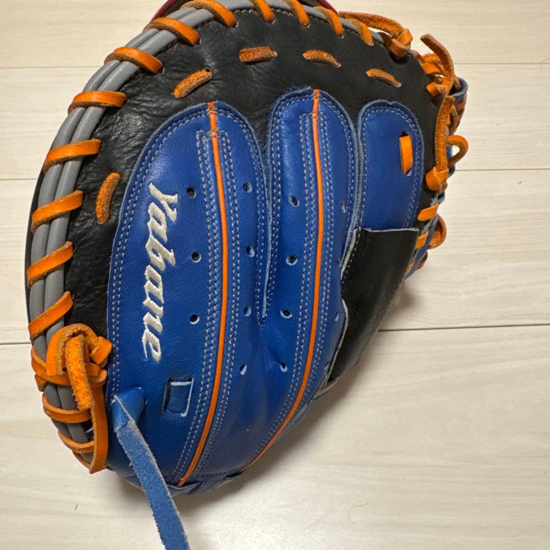 ヤバネ キャッチャーミット軟式 捕手用 使用3ヶ月 良型 即戦力ブルー×オレンジ