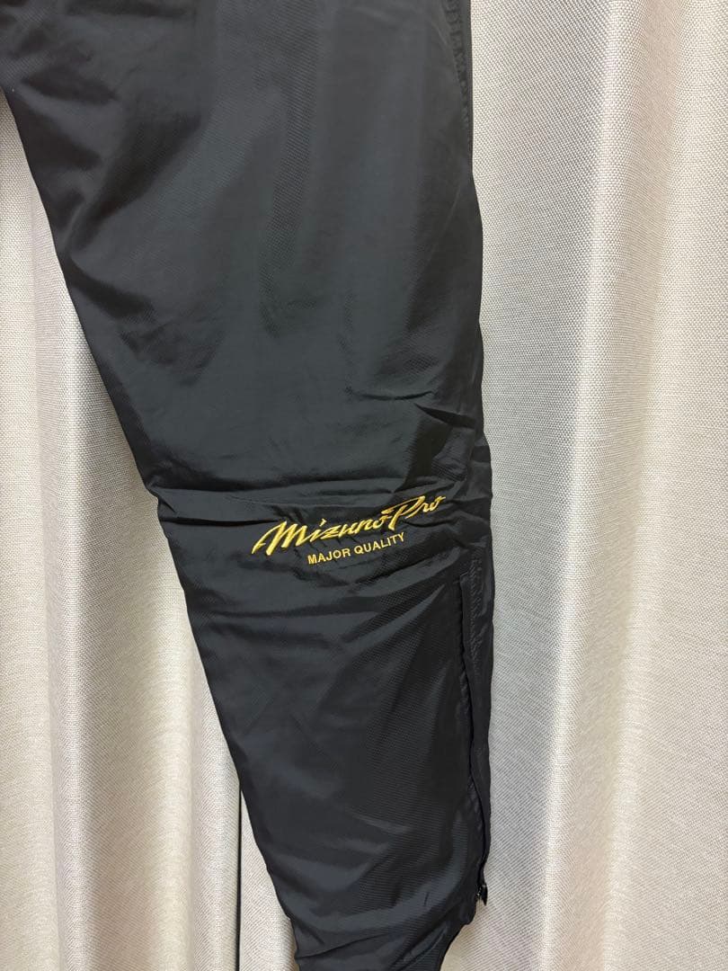 【MizunoPro】 フリースジャケット　上下セット 黒×ゴールド　上M 下L