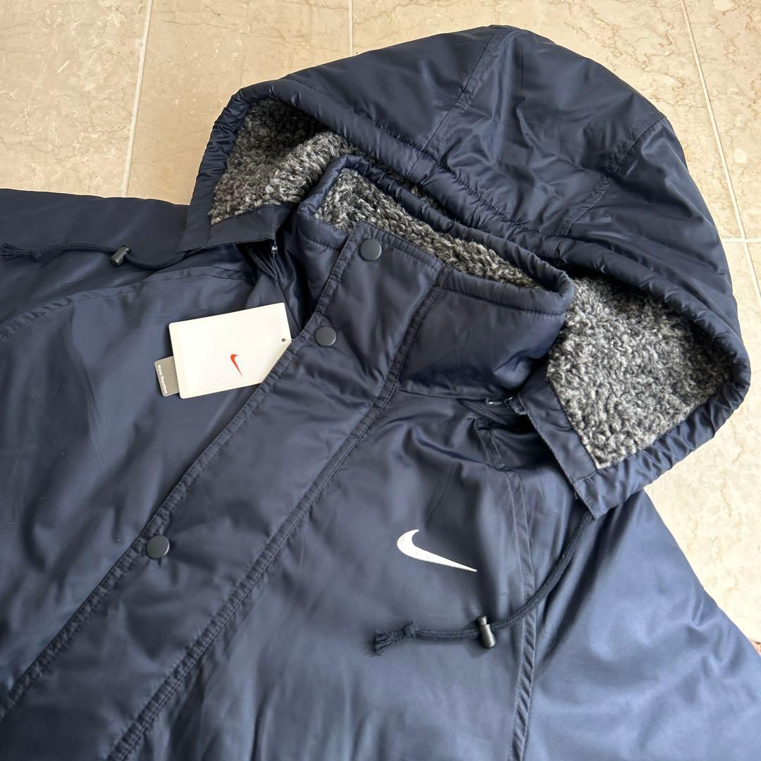 未使用タグ★NIKE 11000円 撥水 防寒 ベンチコート M 紺色 中綿ボア