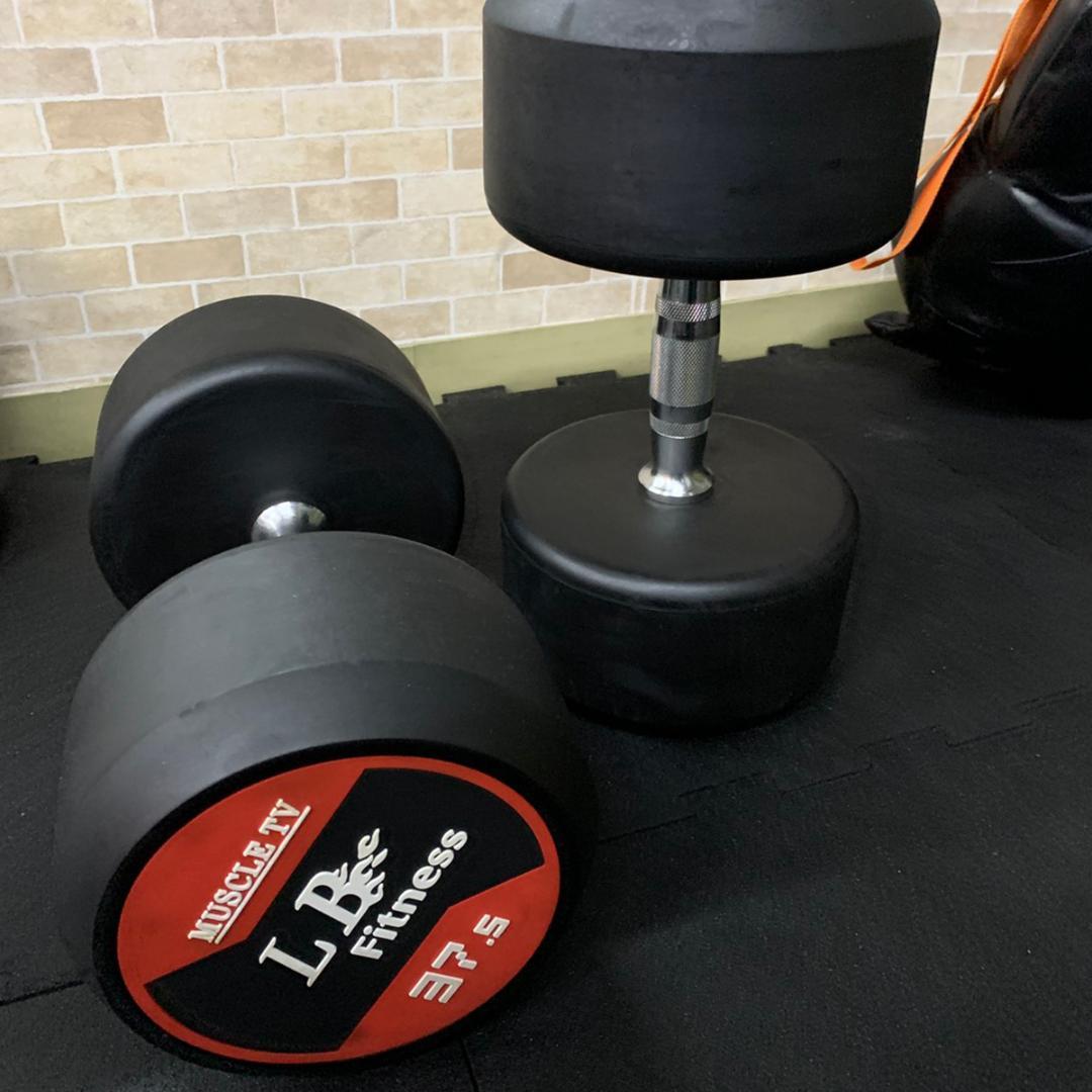 【30％OFF】ラバーダンベル 丸型 37.5kg×2個セット（合計75kg）