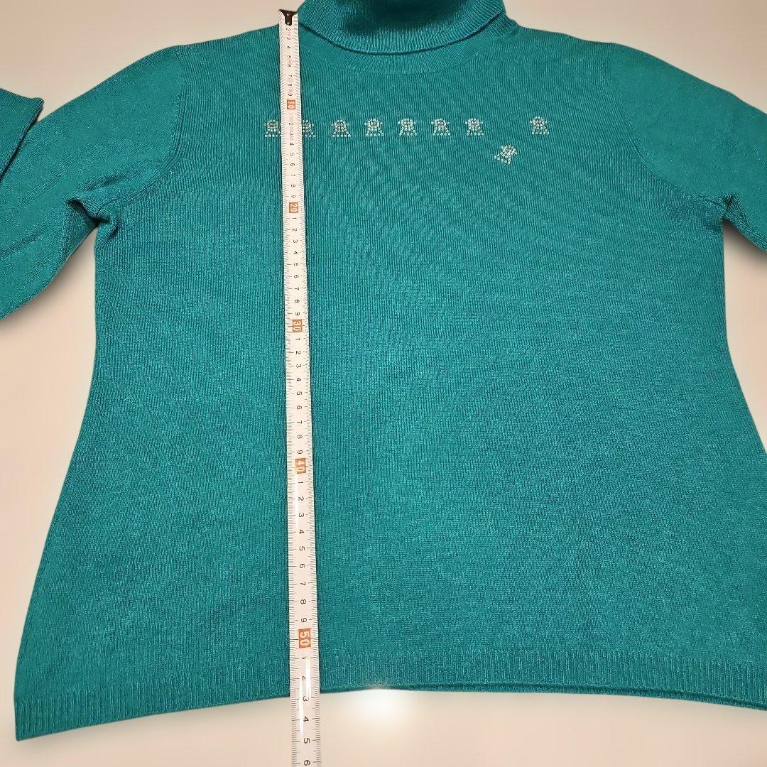 【ピッコーネ】美品カシミア100%セーター 薄手 ハイネック ゴルフ グリーン