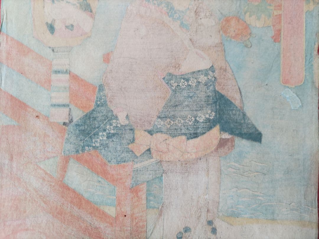 真作 歌川国芳 木版画 役者気取贔屓びいき 浮世絵 江戸期 天保11年 当時物
