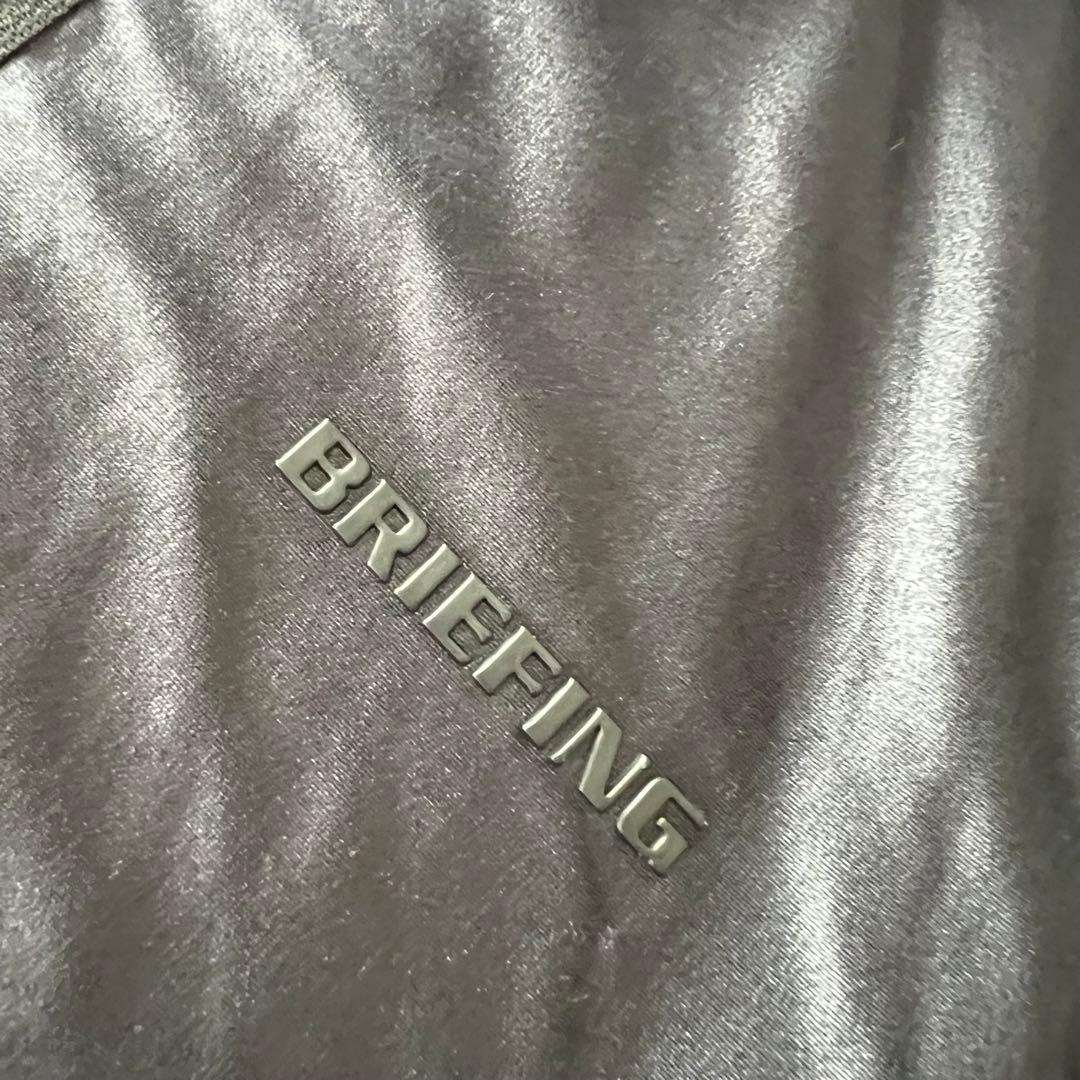 BRIEFING ブリーフィング　ハーフジップ　半袖シャツ　サテン　L 黒　ロゴ