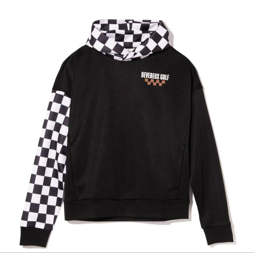 新品【デヴァロー ゴルフ】レディース チェッカーフーディー ブラック （Ｍ）