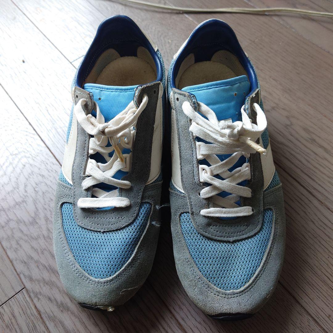 昭和レトロ　BROOKS ランニングシューズ 青/グレー