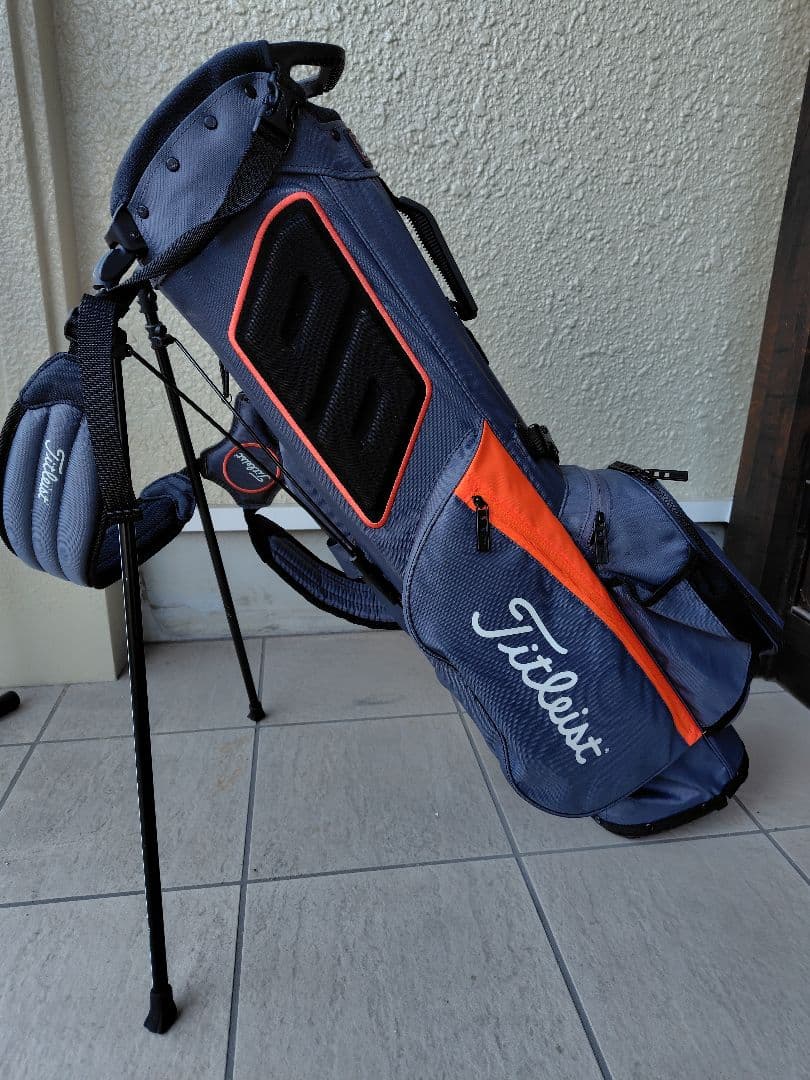 Titleistキャディバッグ 4分割 グレー×オレンジ セルフスタンドキャリー