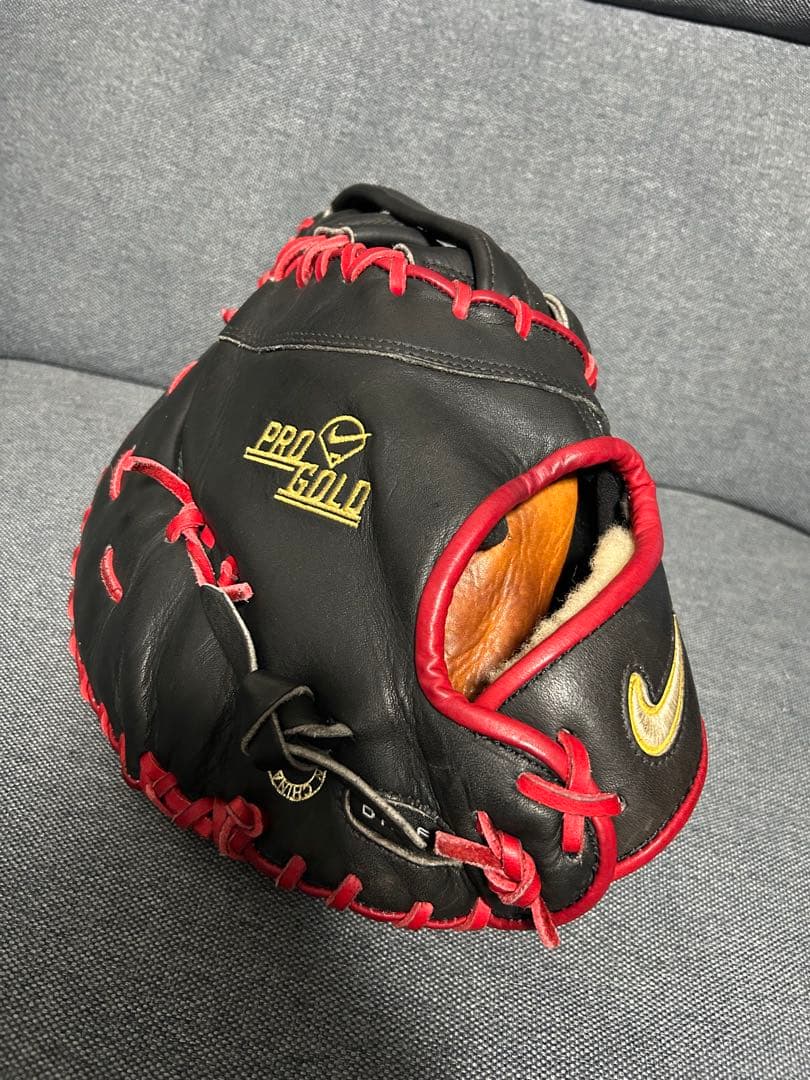 NIKE 硬式ファーストミット 黒/赤 US 激レア 超美品 PRO GOLD