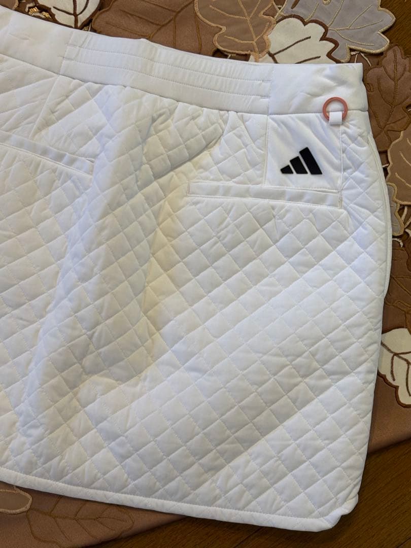 ADIDAS GOLF インナー付 中綿スカート キルティング ホワイト系 M