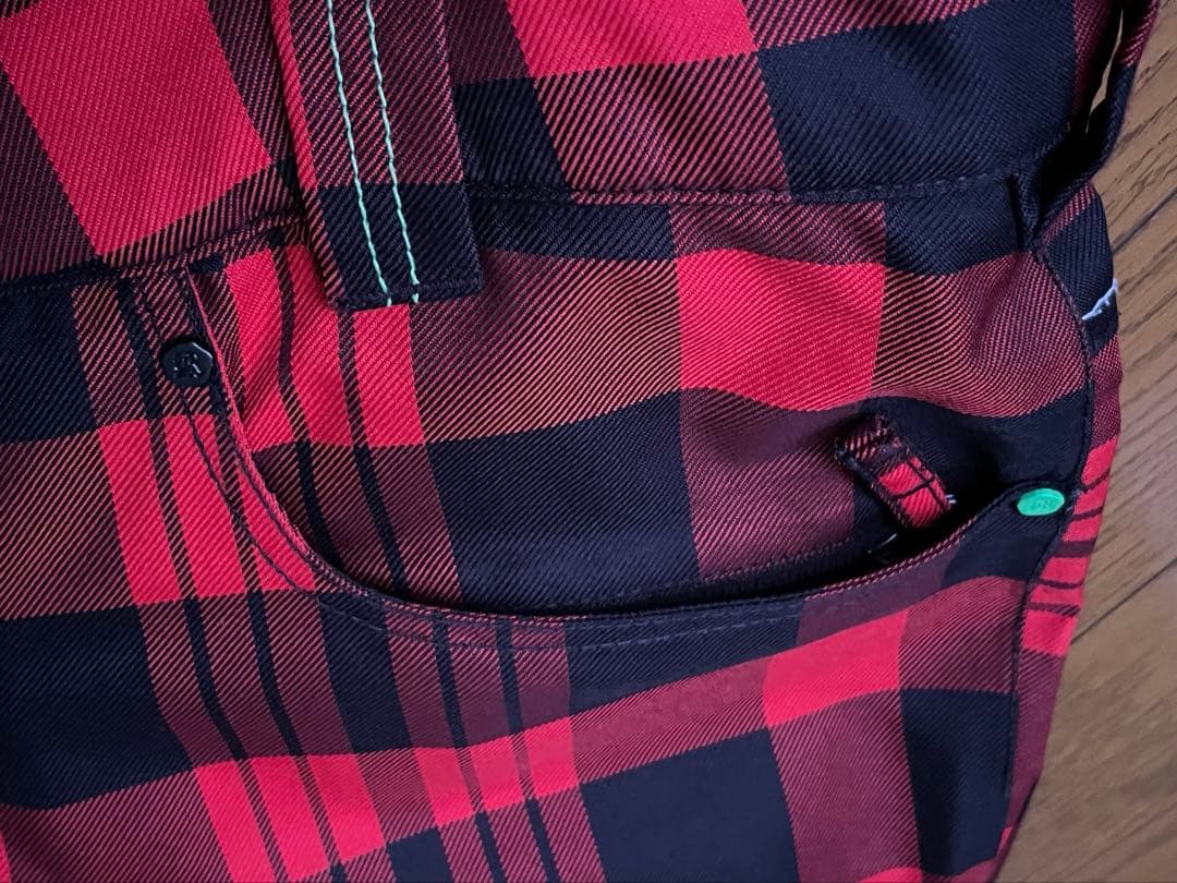 REW スノーボードウェア パンツ レッドチェック sizeM ベルト付き