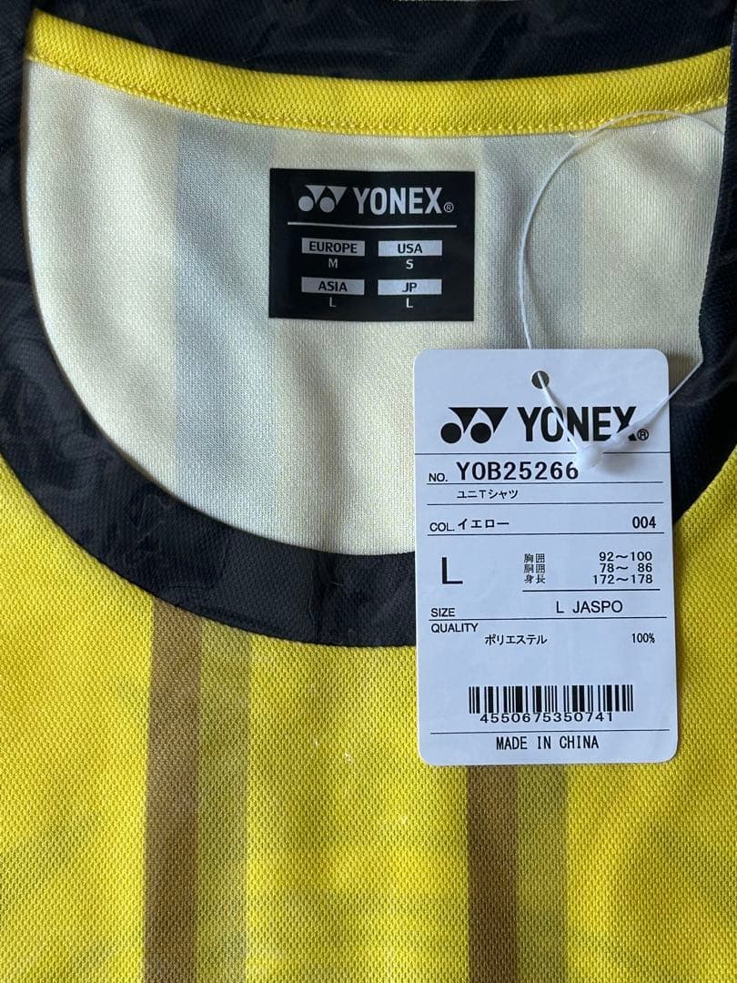 ヨネックス トナミ運輸 バドミントン Tシャツ 新品未開封品 イエロー Lサイズ