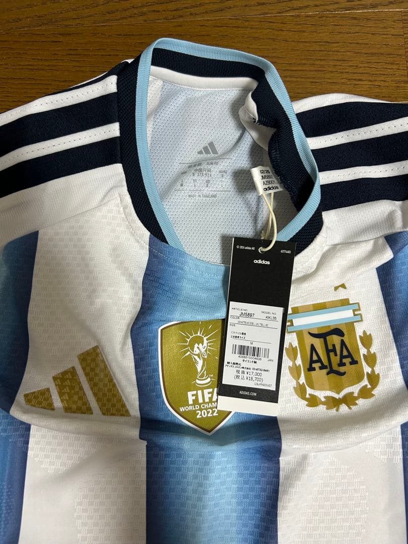adidas アルゼンチン代表 半袖オーセンティック M サイズ 優勝バッジ付き
