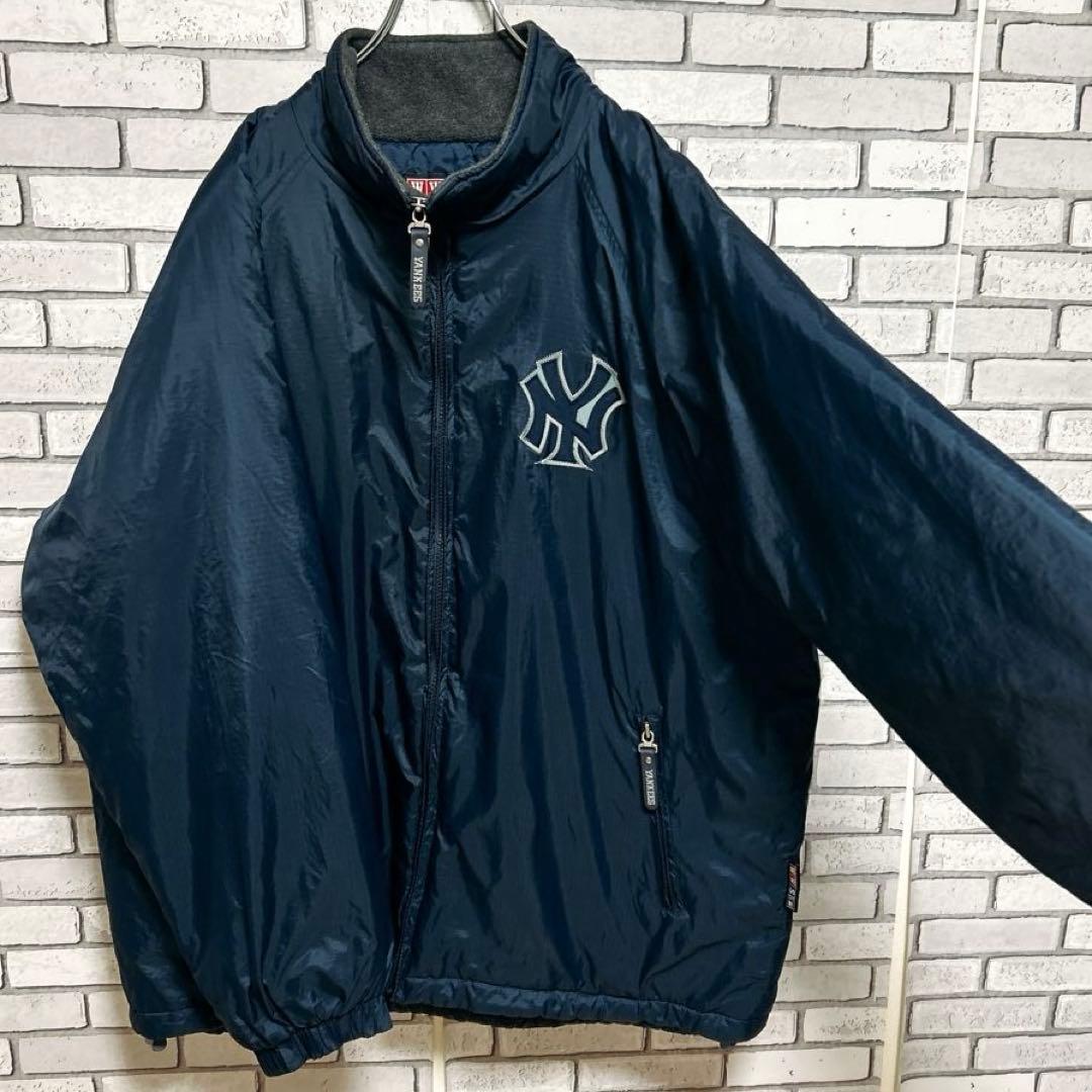 《人気》MLB☆ヤンキース キルティングジャケット ビッグロゴ XL ネイビー