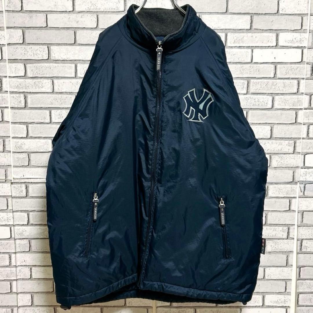 《人気》MLB☆ヤンキース キルティングジャケット ビッグロゴ XL ネイビー