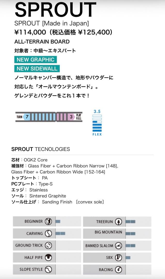25-26 OGASAKA SPROUT 156cm 新品未使用