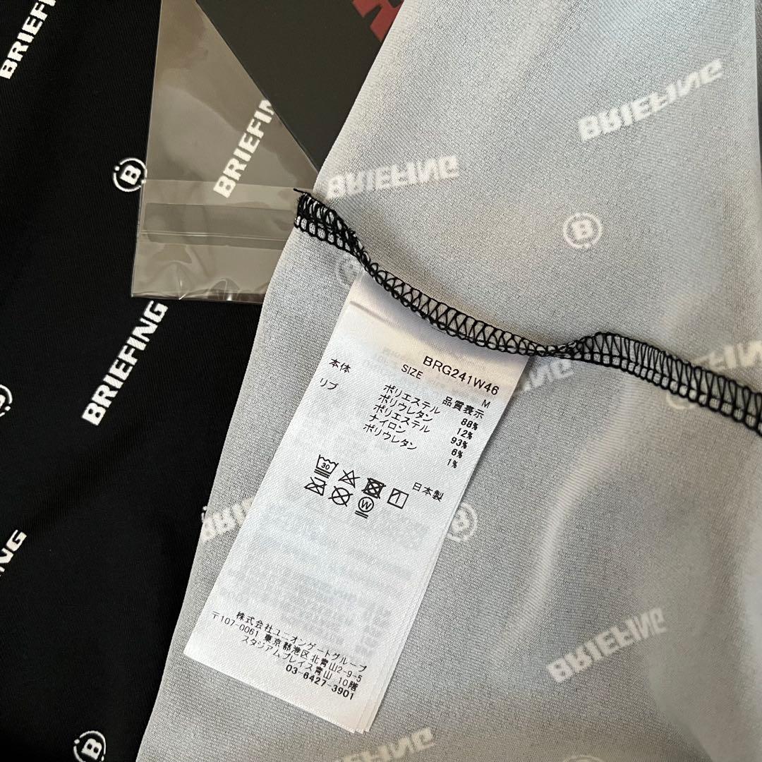 新品★23,100 黒M BRIEFINGゴルフ ロゴ総柄ポロシャツ レディース