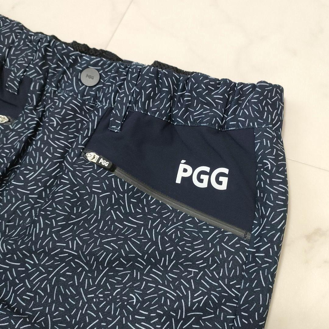 PGG　ゴルフ　ロングパンツ　ウエストゴム　総柄　デザイン切替　ストレッチ　00