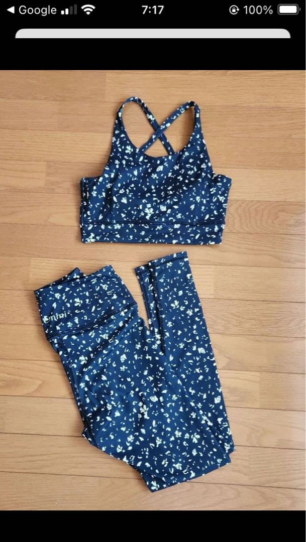 emmi yoga ネイビーイエローセットアップ　上下